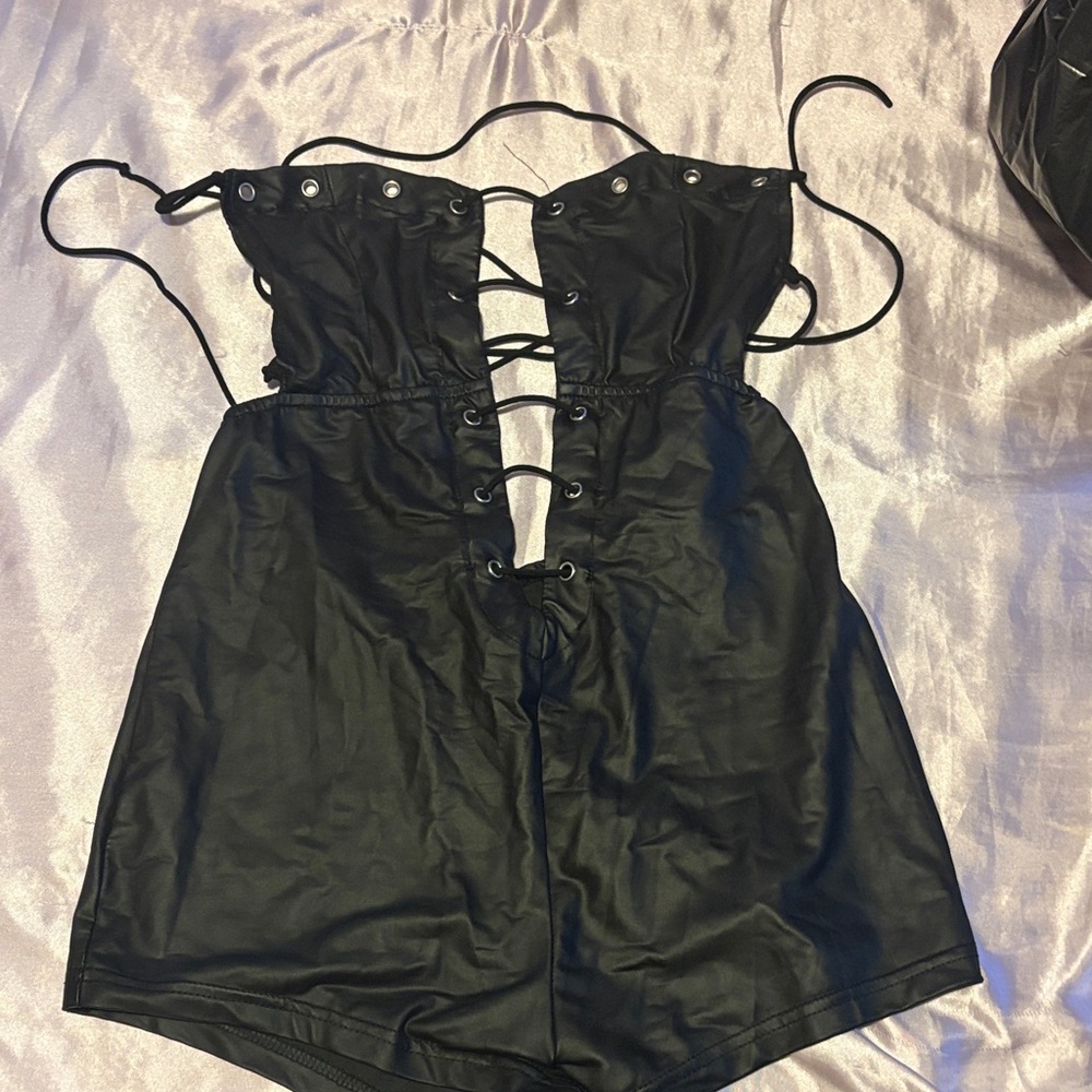 SHEIN Black Lace-Up Jumpsuit